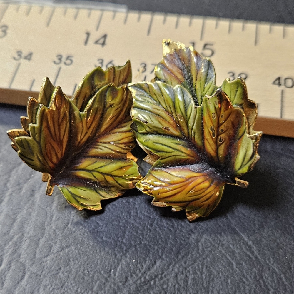 Albert Weiss Green and Gold Leaf Earrings